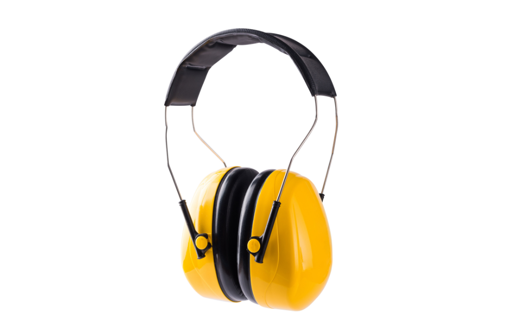 Industrial earmuffs on a white background